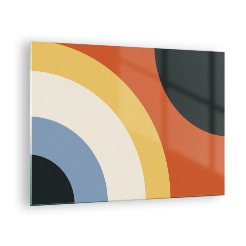 Obraz na skle - Abstraktní barevné oblouky na skleněném pozadí - 70x50cm - K sobě samému - Moderní nástěnná dekorace do obývacího pokoje a ložnice ARTTOR