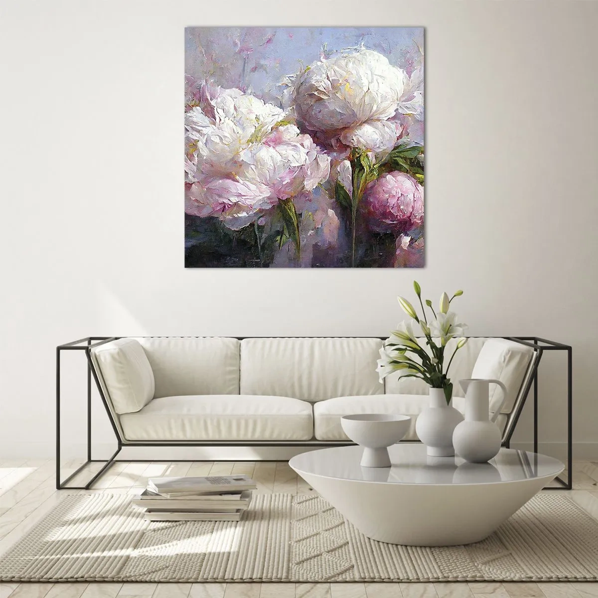 Obraz na skle - Kytice překypující životem - 40x40 cm