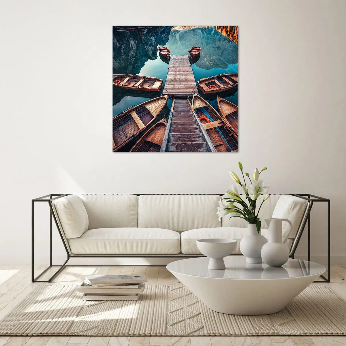 Obraz na skle - Čekám v přístavu - 70x70 cm