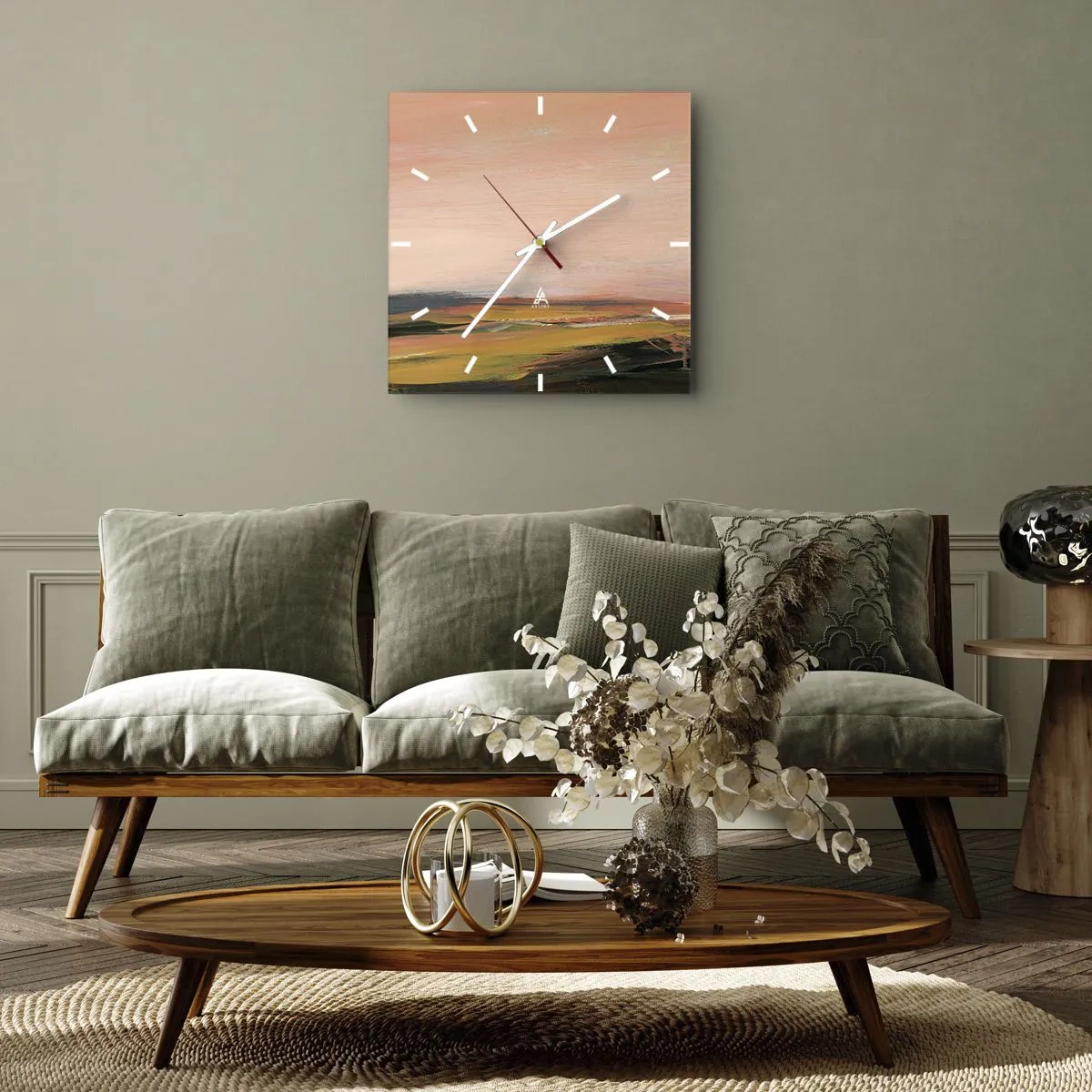 Nástěnné hodiny - V růžových tónech - 40x40 cm