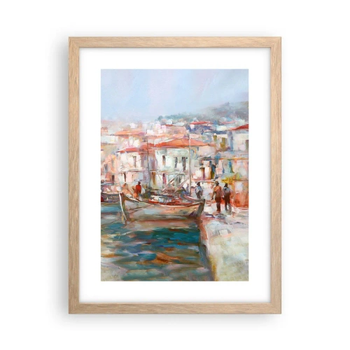 Plakát v rámu světlý dub - Pastelová dovolená - 30x40 cm