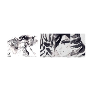 Vzor Fototapety Premium Sand - Tančící se zebrami - Abstrakce, Žena, Žebra - 100x30 cm