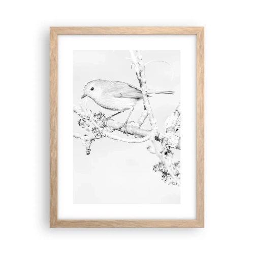 Plakát v rámu světlý dub - Zimní ráno - 30x40 cm