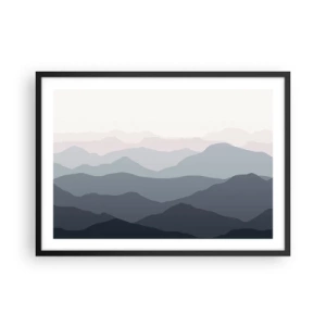 Plakát v černém rámu - Vlny hor - 70x50 cm