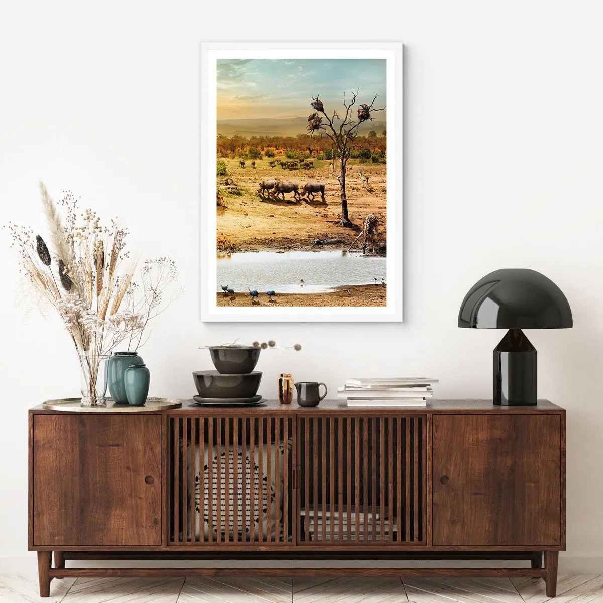 Plakát v bílém rámu - „Z ráje opět pramenila řeka…“ - 70x100 cm