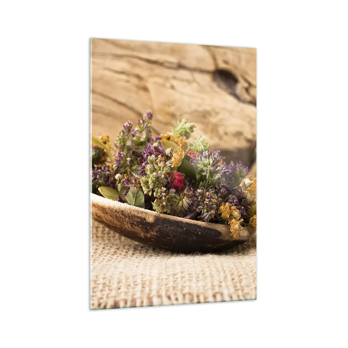 Obraz na skle - Barevné kvítí a voňavé bylinky - 70x100 cm