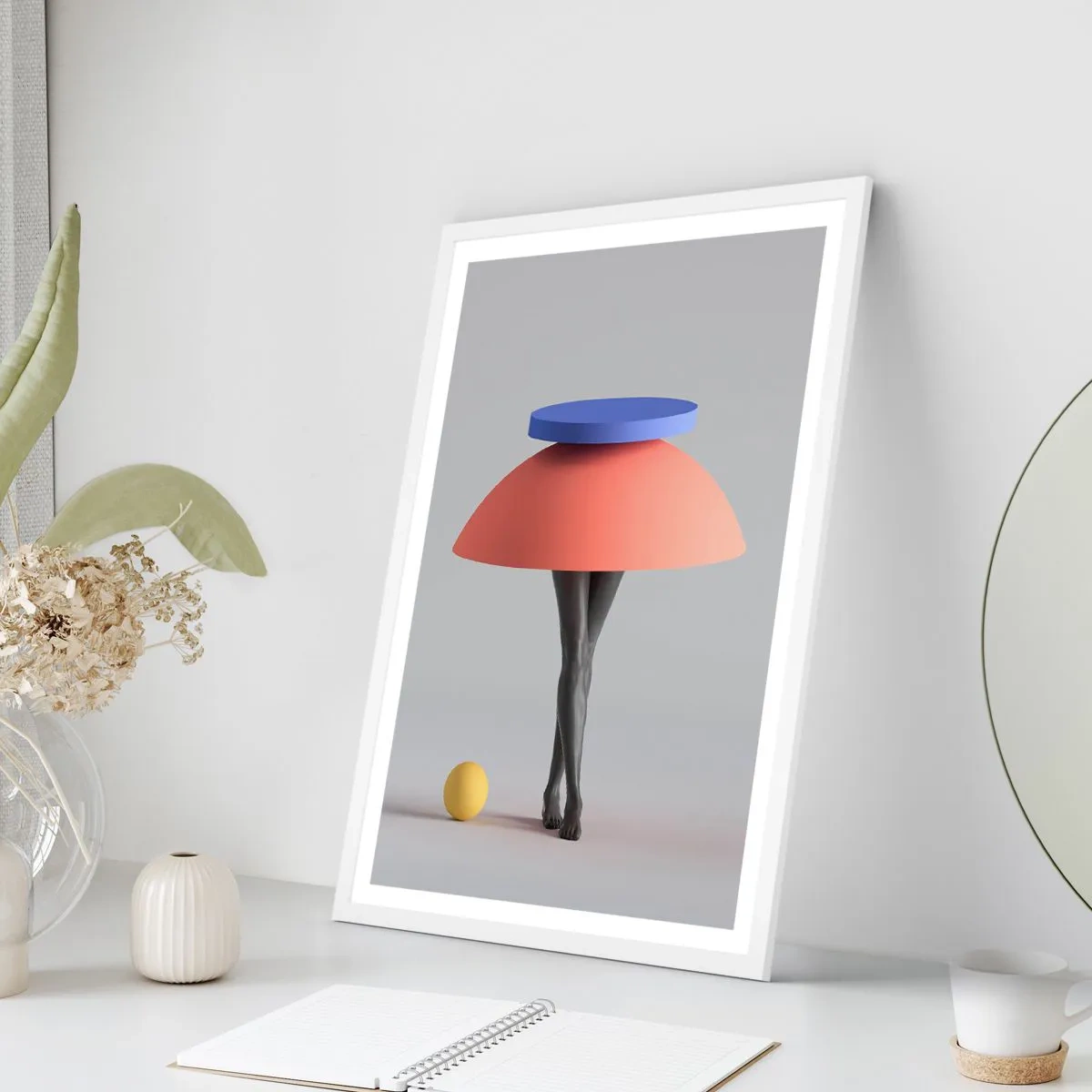 Plakát v bílém rámu - Surrealistická kompozice - 50x70 cm