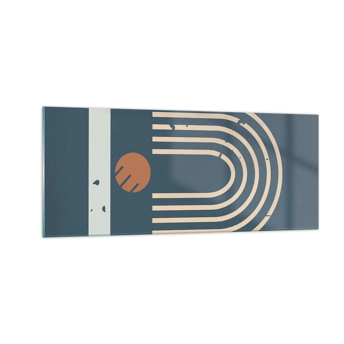 Obraz na skle - Geometrie v námořnické modři - 100x40 cm