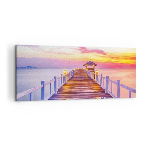 Obraz na plátně - Liliově-zlaté ticho večera - 100x40 cm