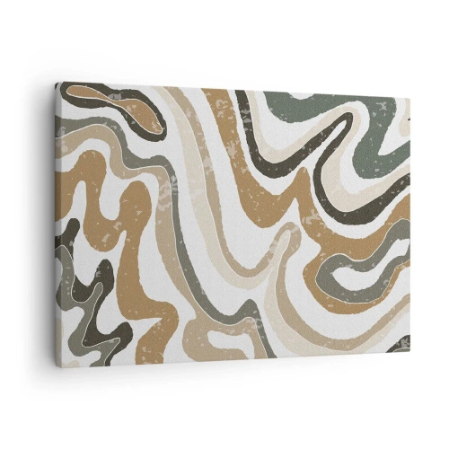 Obraz na plátně - Zemité vzory v odstínech hnědé a zelené - 70x50cm - Meandry zemitých barev - Moderní nástěnná dekorace do obývacího pokoje a ložnice ARTTOR