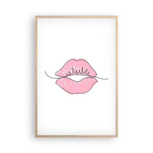 Plakát v rámu světlý dub - Jsi připraven na polibek? - 61x91 cm