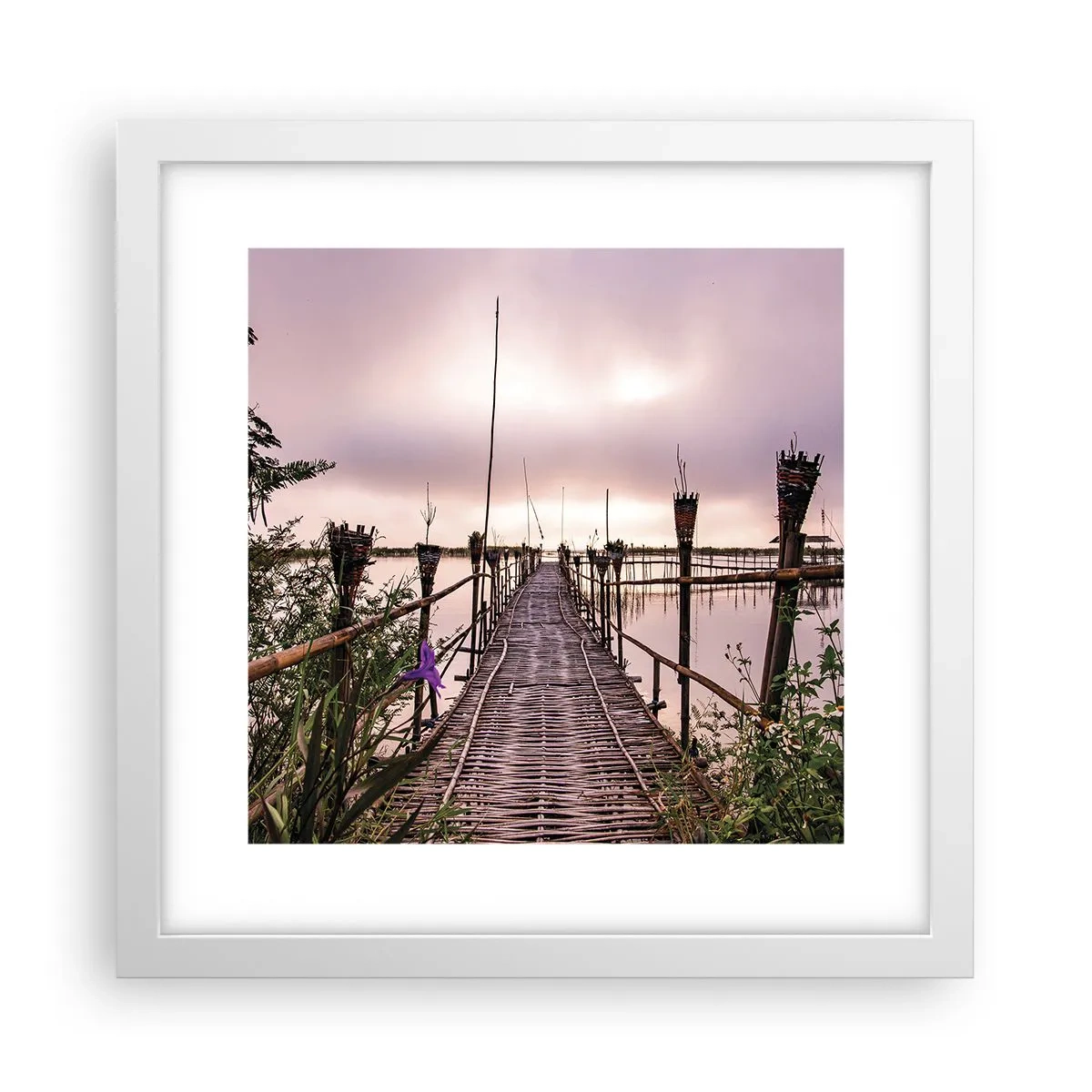 Plakát v bílém rámu - Klid a pohoda Asie - 30x30 cm