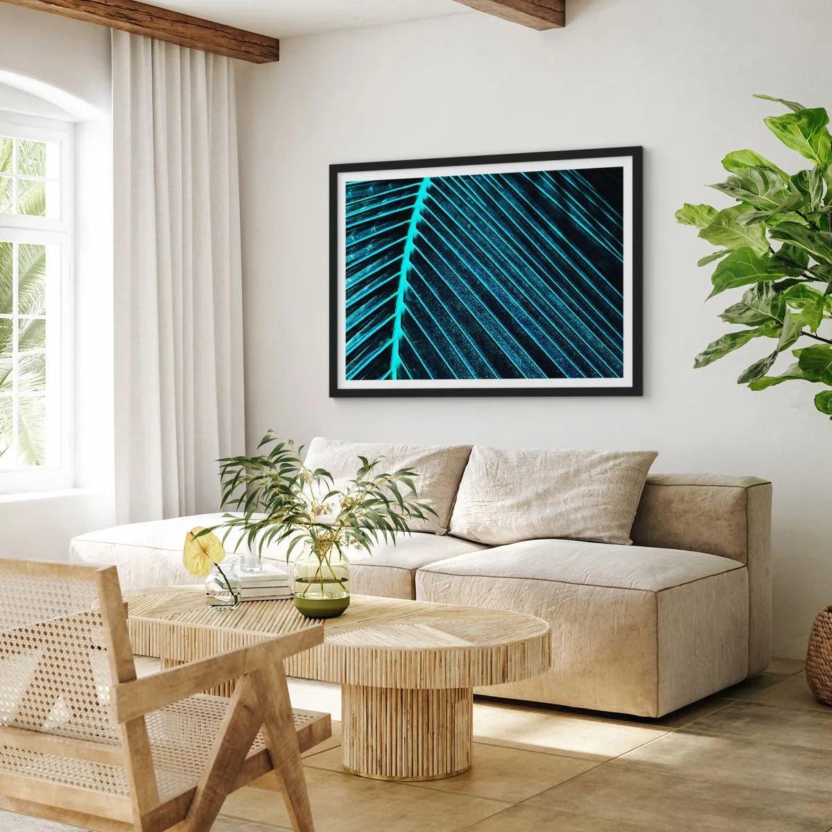 Plakát v černém rámu - Textura zeleně - 70x50 cm