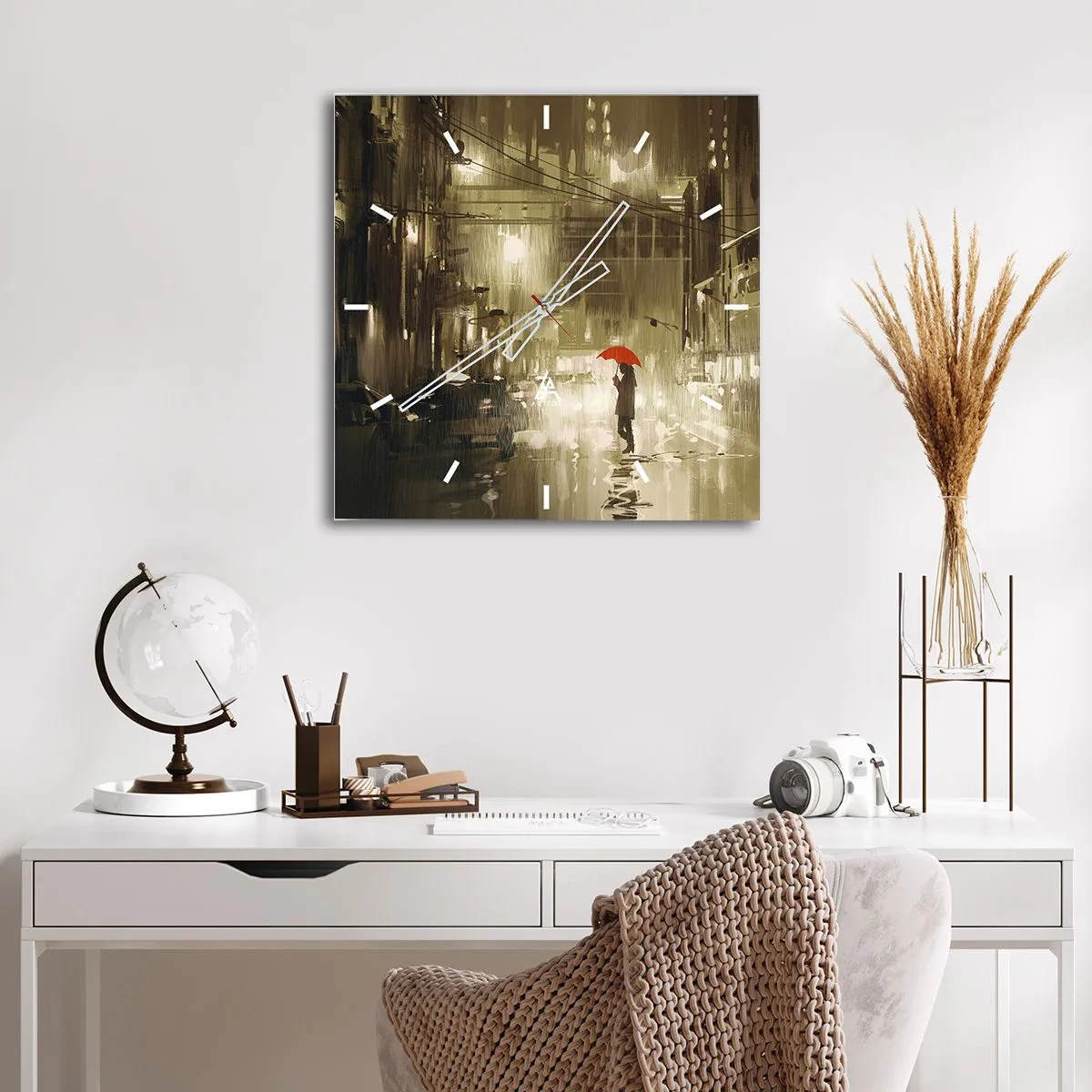 Nástěnné hodiny - Sama, ale ne osamělá - 40x40 cm