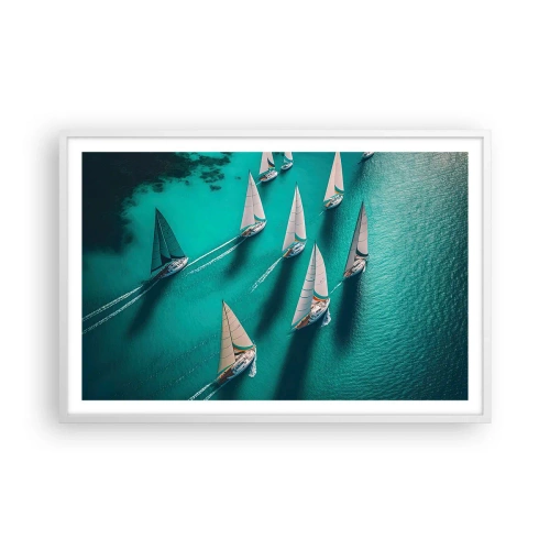 Plakát v bílém rámu - Zápasení s větrem - 91x61 cm