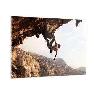 Obraz na skle - Svět smrsknutý v ruce na sesuvu balvanu - 100x70 cm