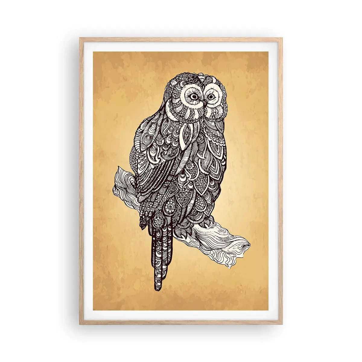 Plakát v rámu světlý dub - Mistrovské ornamenty moudrosti - 70x100 cm