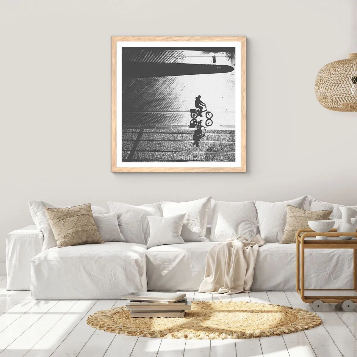 Plakát v rámu světlý dub - Dopředu, přes město - 30x30 cm