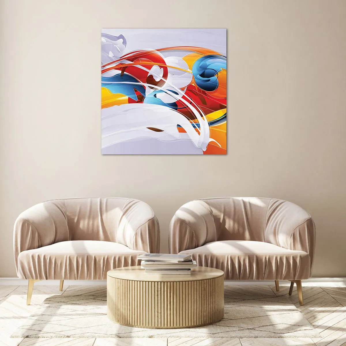 Obraz na skle - Tanec živlů - 60x60 cm