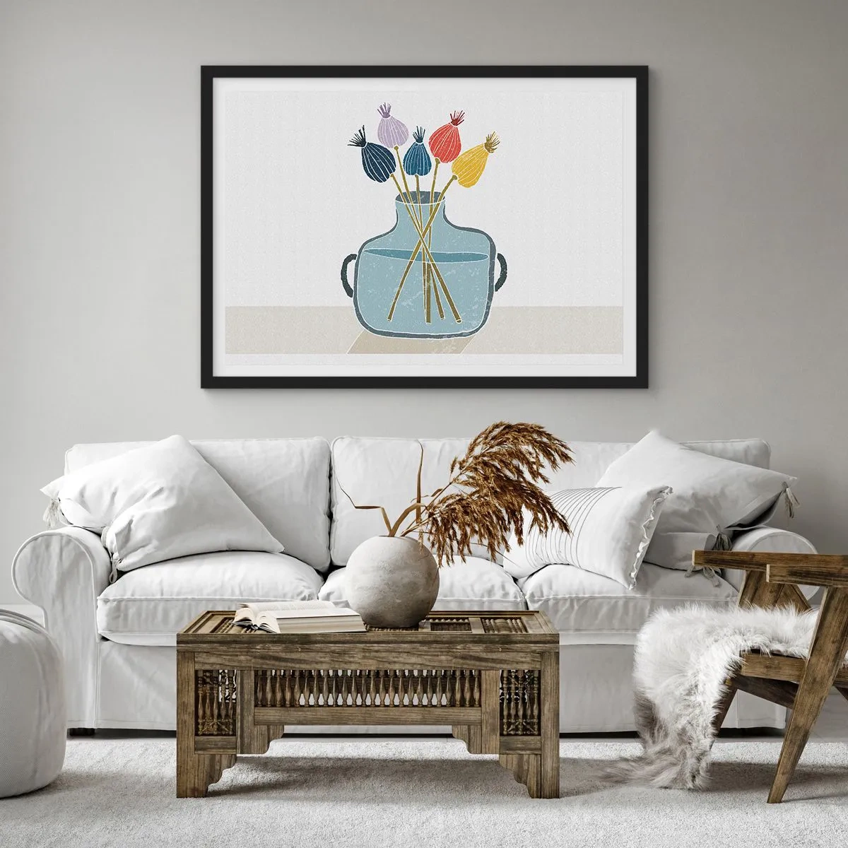 Plakát v černém rámu - Makové květy - 70x50 cm