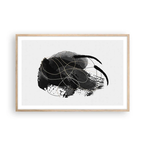 Plakát v rámu světlý dub - Upletené z černé - 91x61 cm