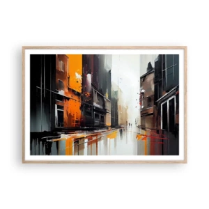 Plakát v rámu světlý dub - Deštivý den - 100x70 cm