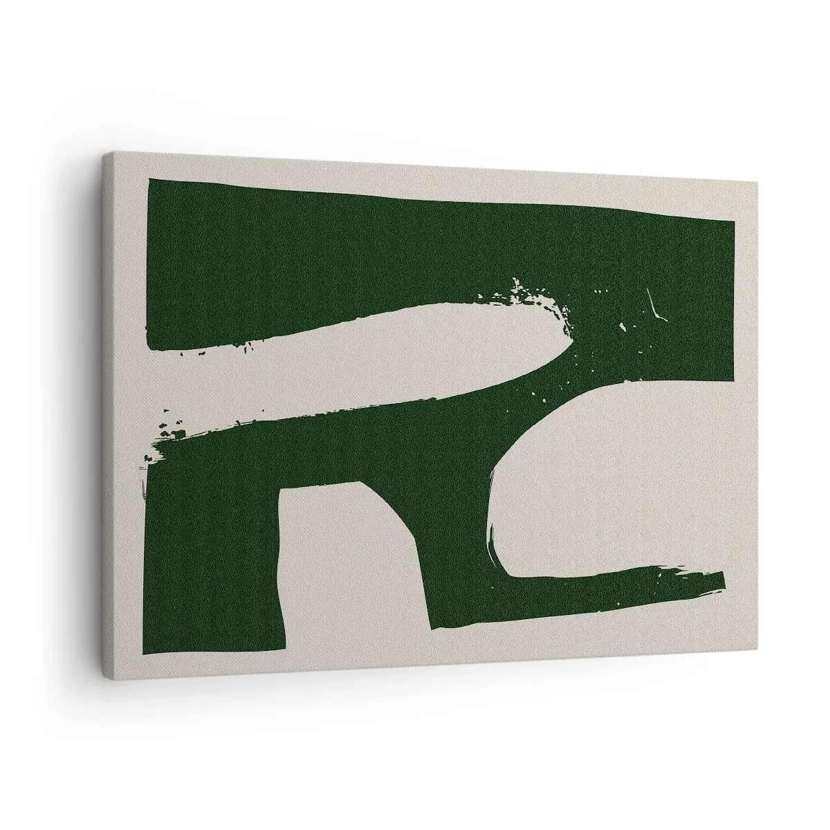 Obraz na plátně - Minimalistický abstrakt v zelené barvě na světlém pozadí - 70x50cm - Zálivy v bílem - Moderní nástěnná dekorace do obývacího pokoje a ložnice ARTTOR