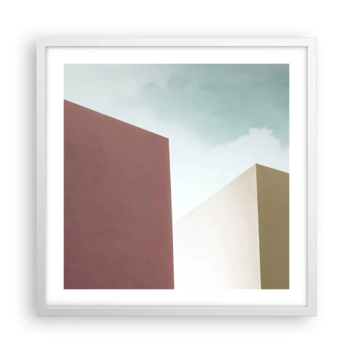 Plakát v bílém rámu - Geometrie slunečného léta - 50x50 cm
