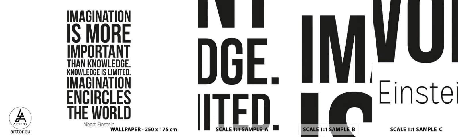 Vzor Fototapety Samolepicí Deluxe Sticker - Einstein o síle představivosti - Typografie, Afirmace, Maxim - 100x30 cm