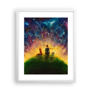 Plakát v bílém rámu - Láska a přátelství - celý svět - 40x50 cm