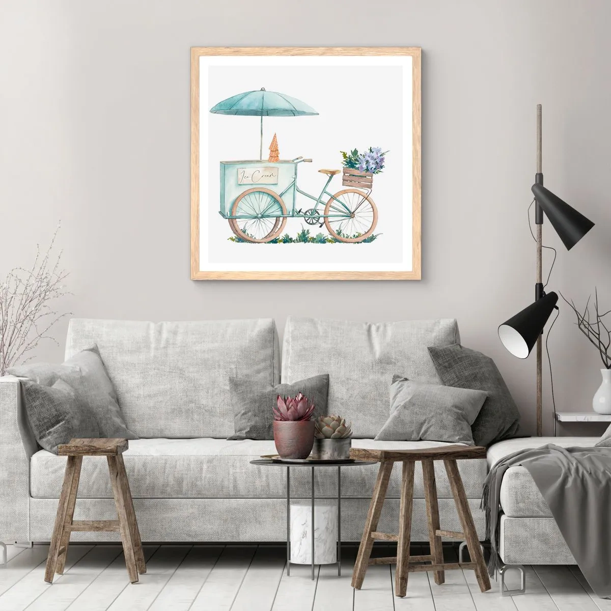 Plakát v rámu světlý dub - Sladká vzpomínka na léto - 50x50 cm