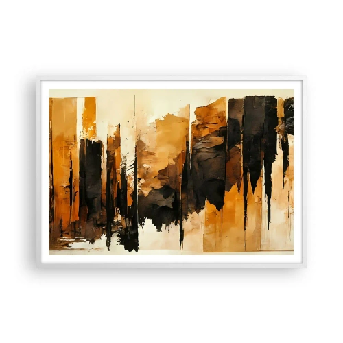 Plakát v bílém rámu - Harmonie černé a zlaté - 100x70 cm
