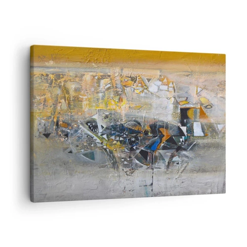 Obraz na plátně - Abstrakce s dominantními odstíny žluté a šedé - 70x50cm - Všechno se podaří - Moderní nástěnná dekorace do obývacího pokoje a ložnice ARTTOR