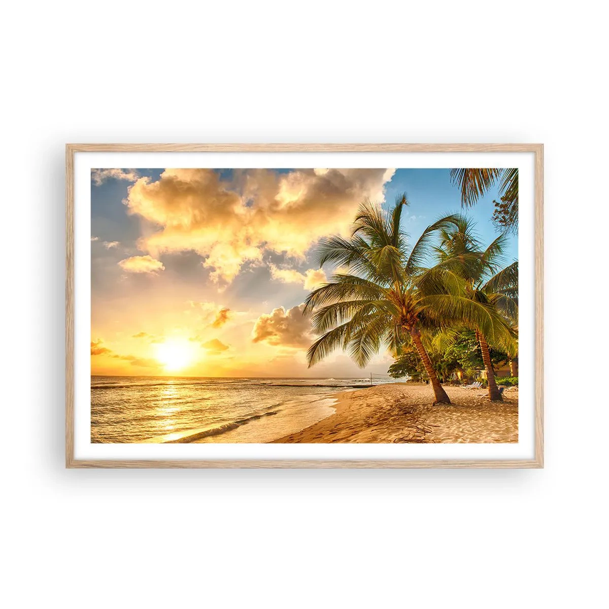 Plakát v rámu světlý dub - Věčné léto, vždy prázdniny - 91x61 cm