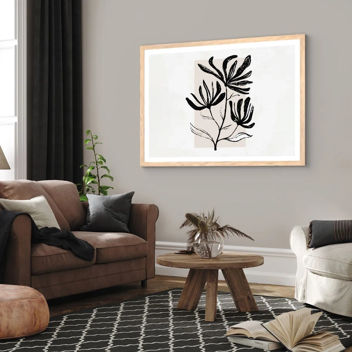 Plakát v rámu světlý dub - Náčrtek pro herbář - 50x40 cm