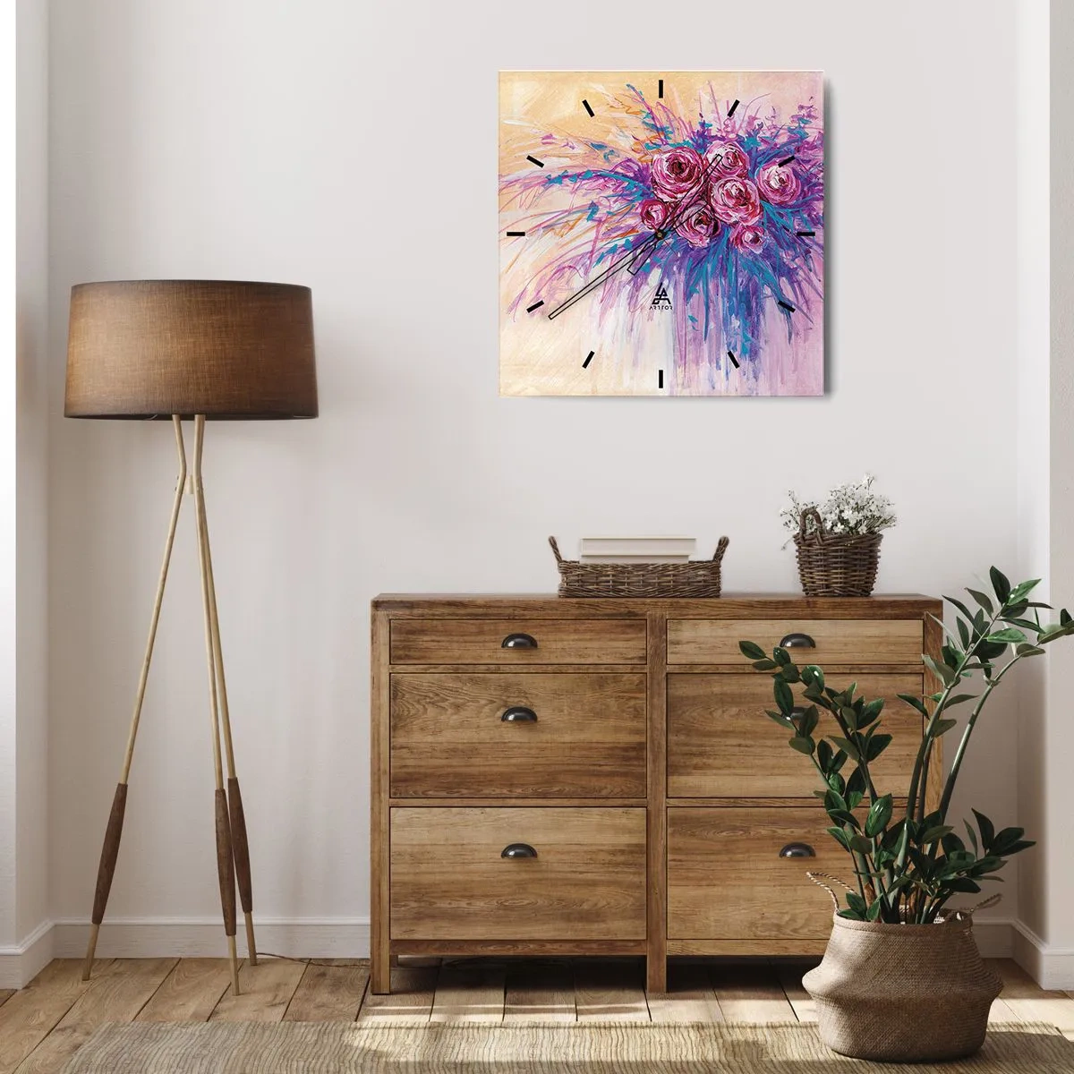 Nástěnné hodiny - Růžová fontána - 40x40 cm