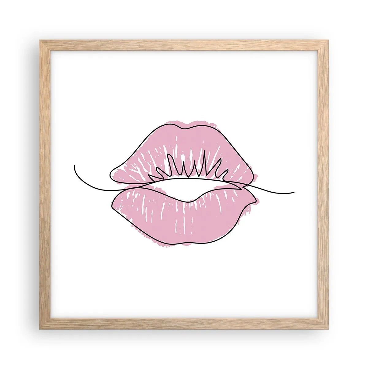 Plakát v rámu světlý dub - Jsi připraven na polibek? - 40x40 cm