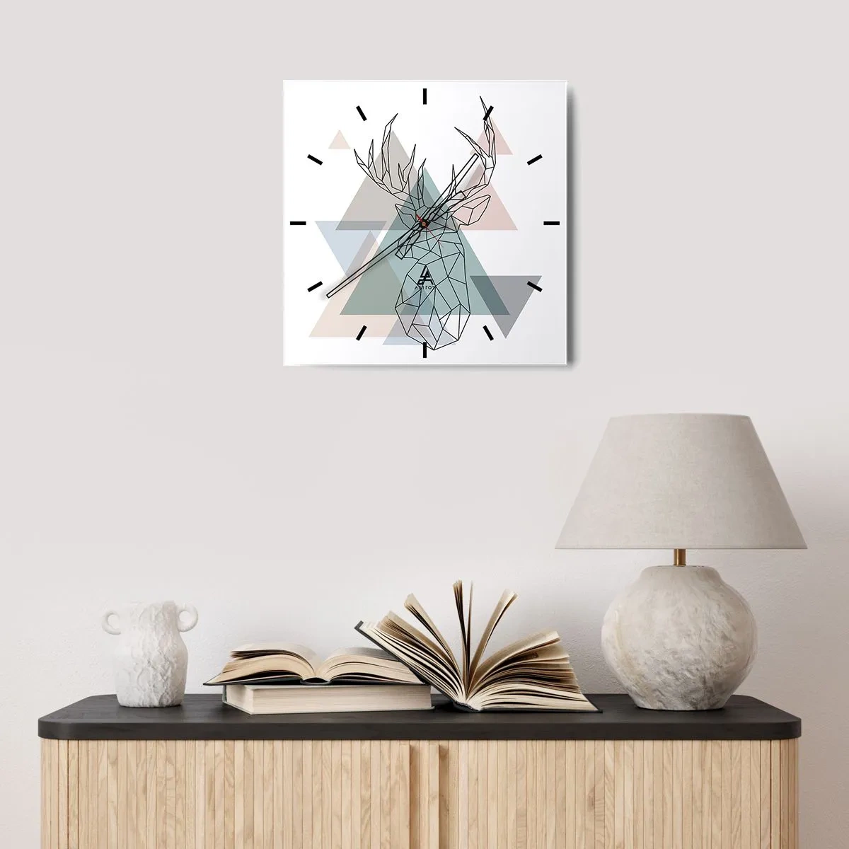 Nástěnné hodiny - V geometrickém lese - 30x30 cm
