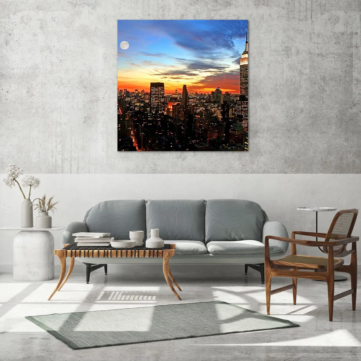 Obraz na skle - Zářivá americká noc - 70x70 cm