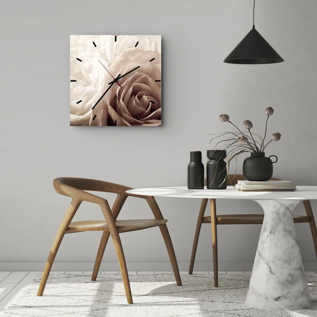 Nástěnné hodiny - V srdci růže - 30x30 cm