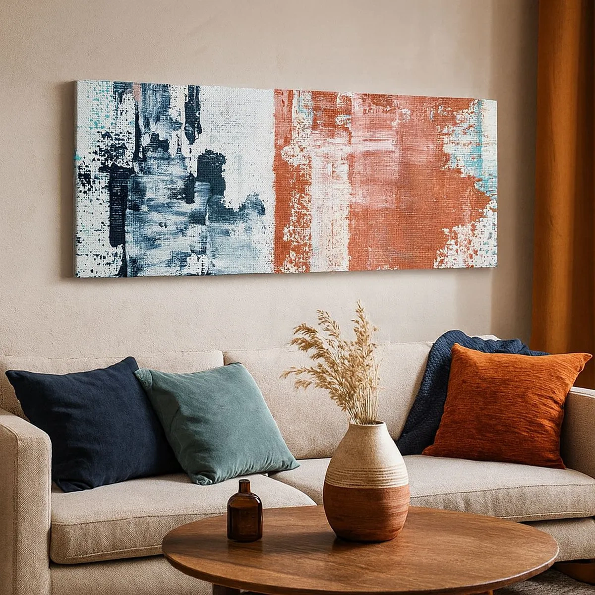 Obraz na plátně - Abstraktní půl na půl - 100x40 cm