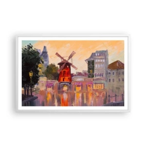 Plakát v bílém rámu - Pařížské ikony – Moulin Rouge - 91x61 cm