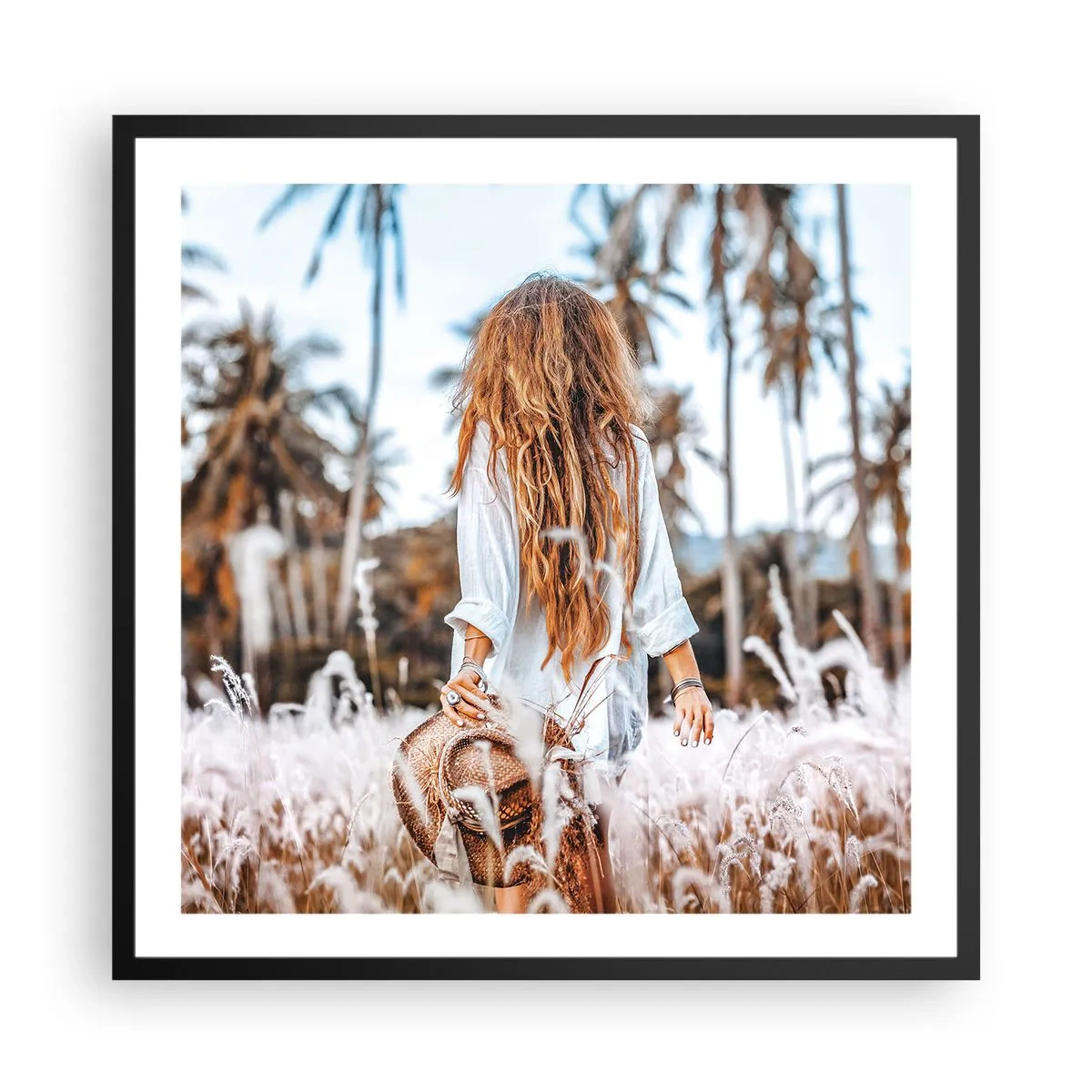 Plakát v černém rámu - Zrozená z travní chmýří - 60x60 cm