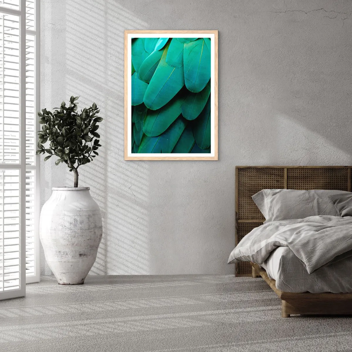 Plakát v rámu světlý dub - Přesnost papouščí povahy - 61x91 cm