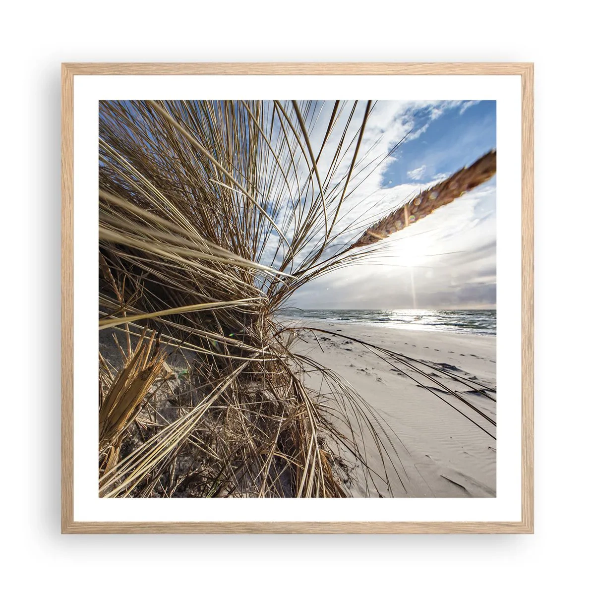 Plakát v rámu světlý dub - Setkání živlů - 60x60 cm