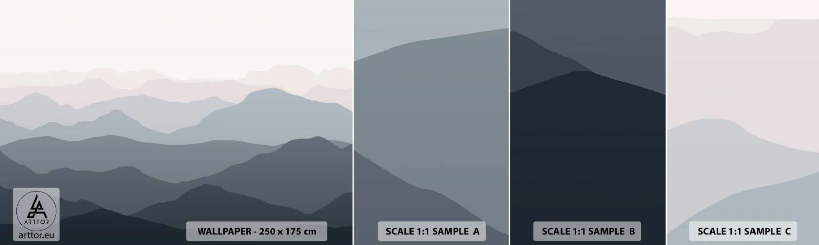 Vzor Fototapety Samolepicí Deluxe Sticker - Vlny hor - Abstrakce, Grafika, hory - 100x30 cm