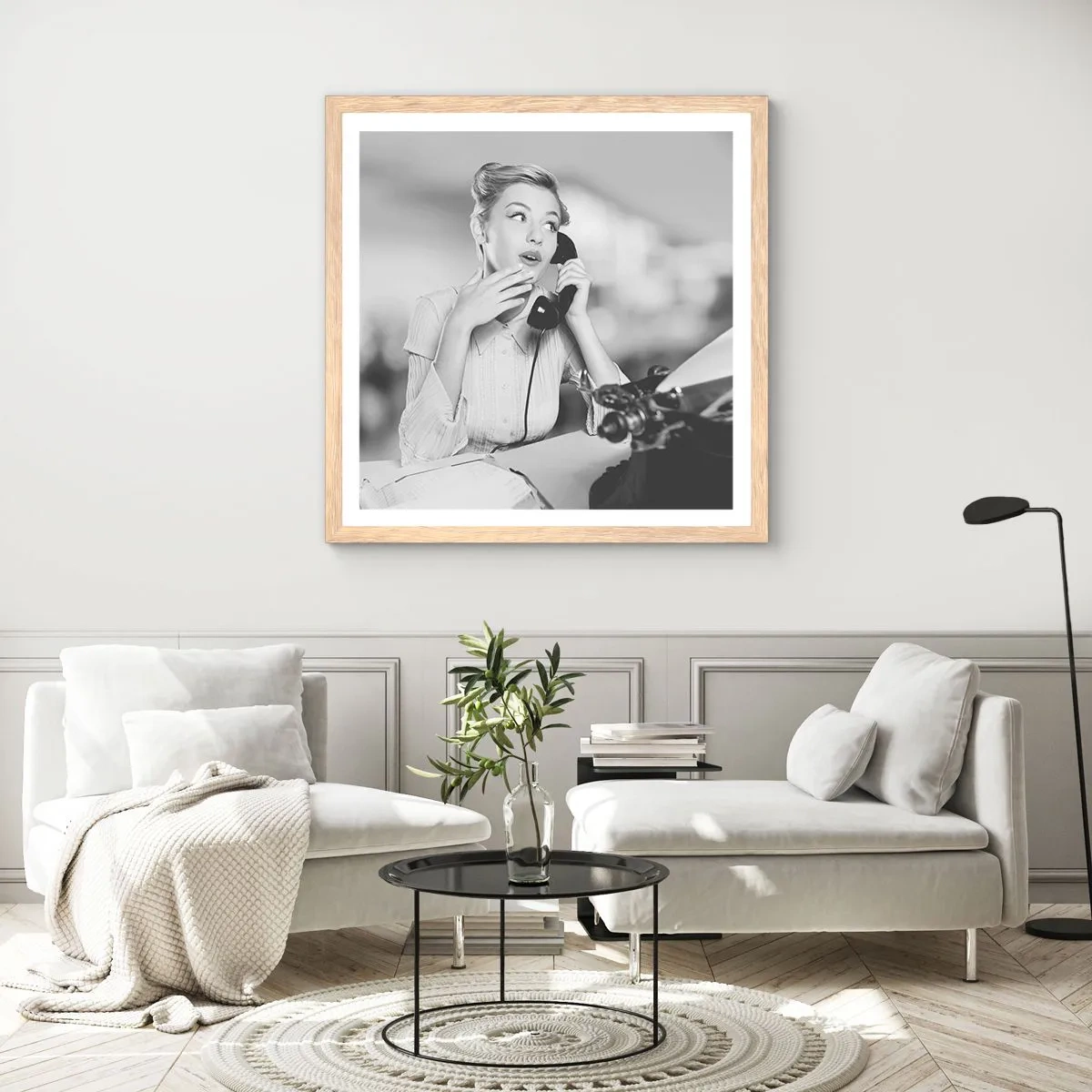 Plakát v rámu světlý dub - Halo, tady jsou 50. léta. - 50x50 cm