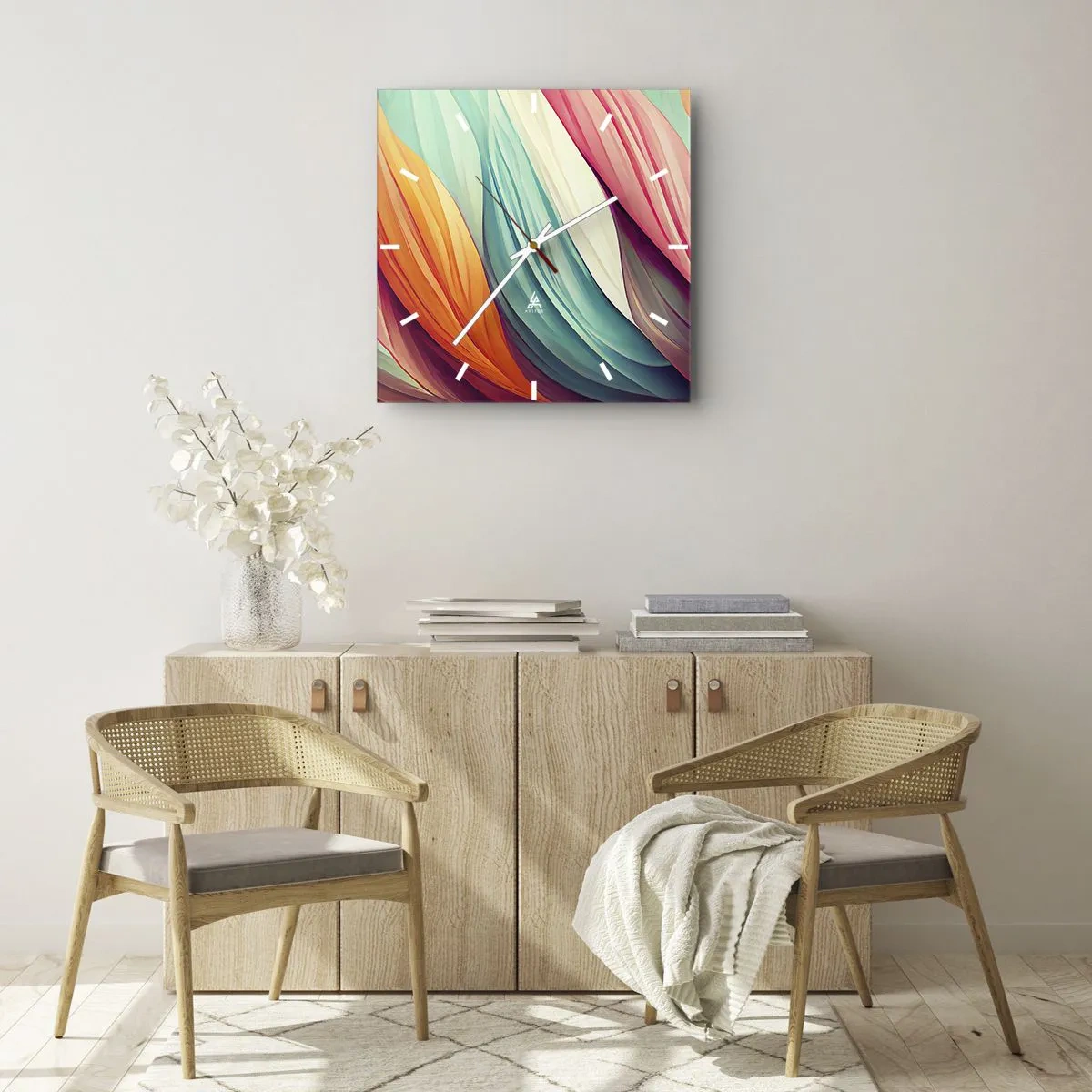 Nástěnné hodiny - Duhový uzel - 30x30 cm