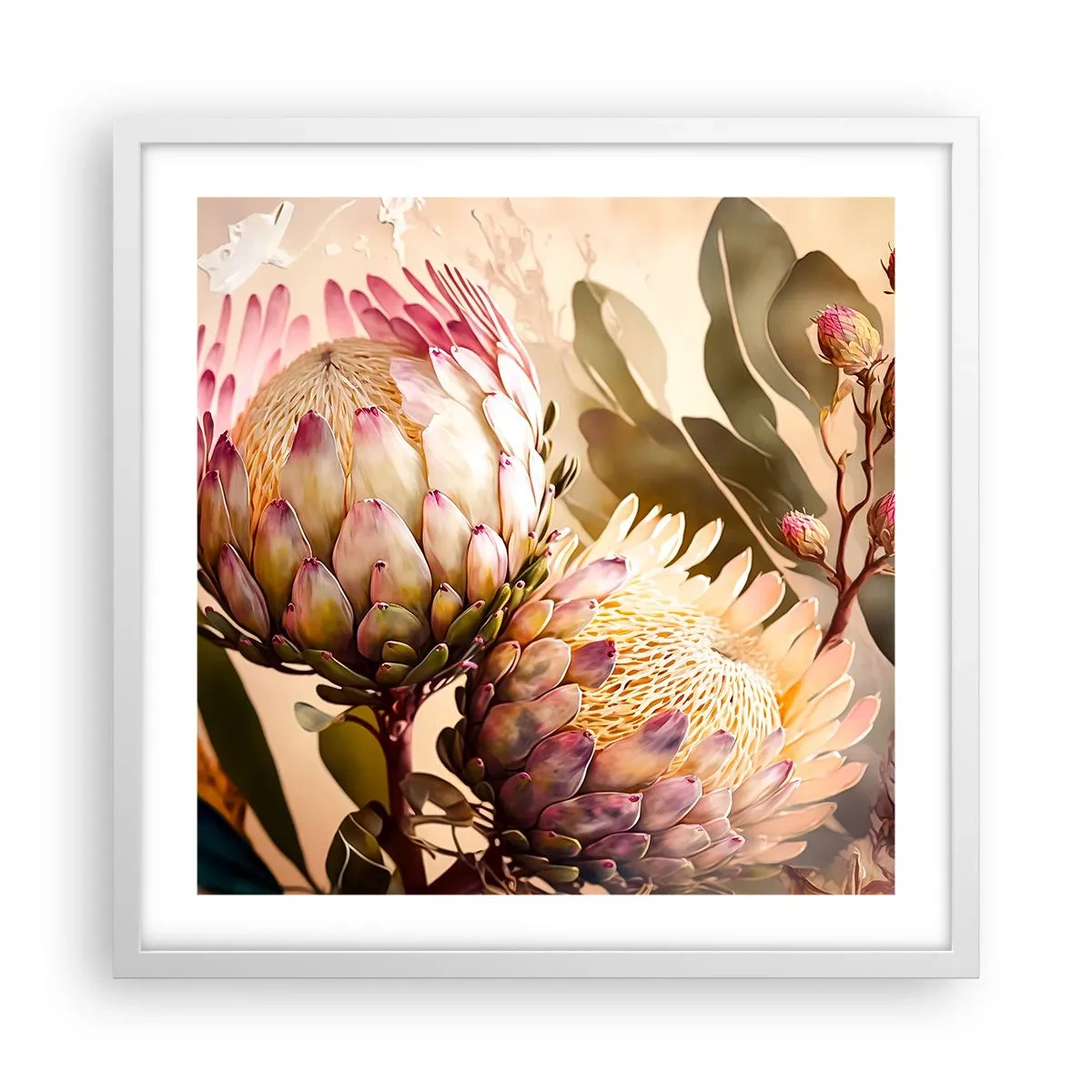 Plakát v bílém rámu - Něžně objaté - 50x50 cm