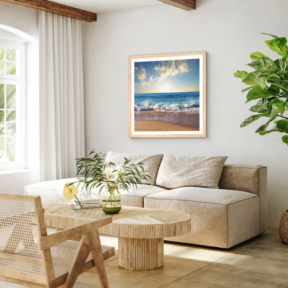 Plakát v rámu světlý dub - Pohyb a nehybnost zároveň - 40x40 cm